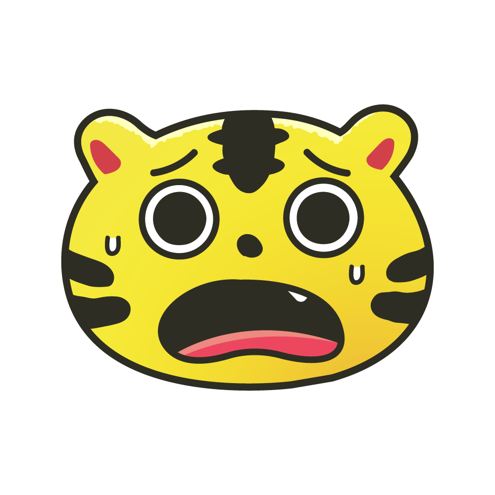 不安な表情のマスコット