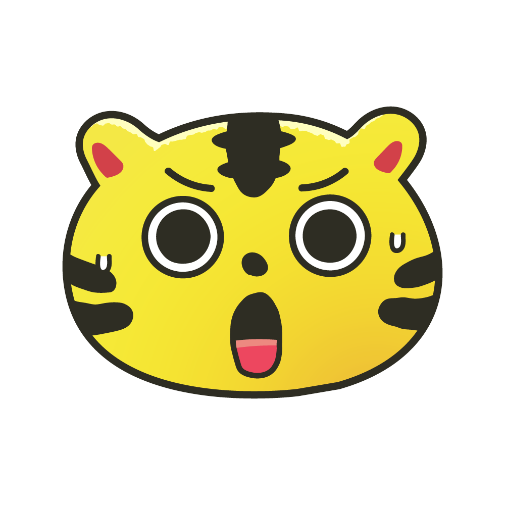 驚いた表情のマスコット